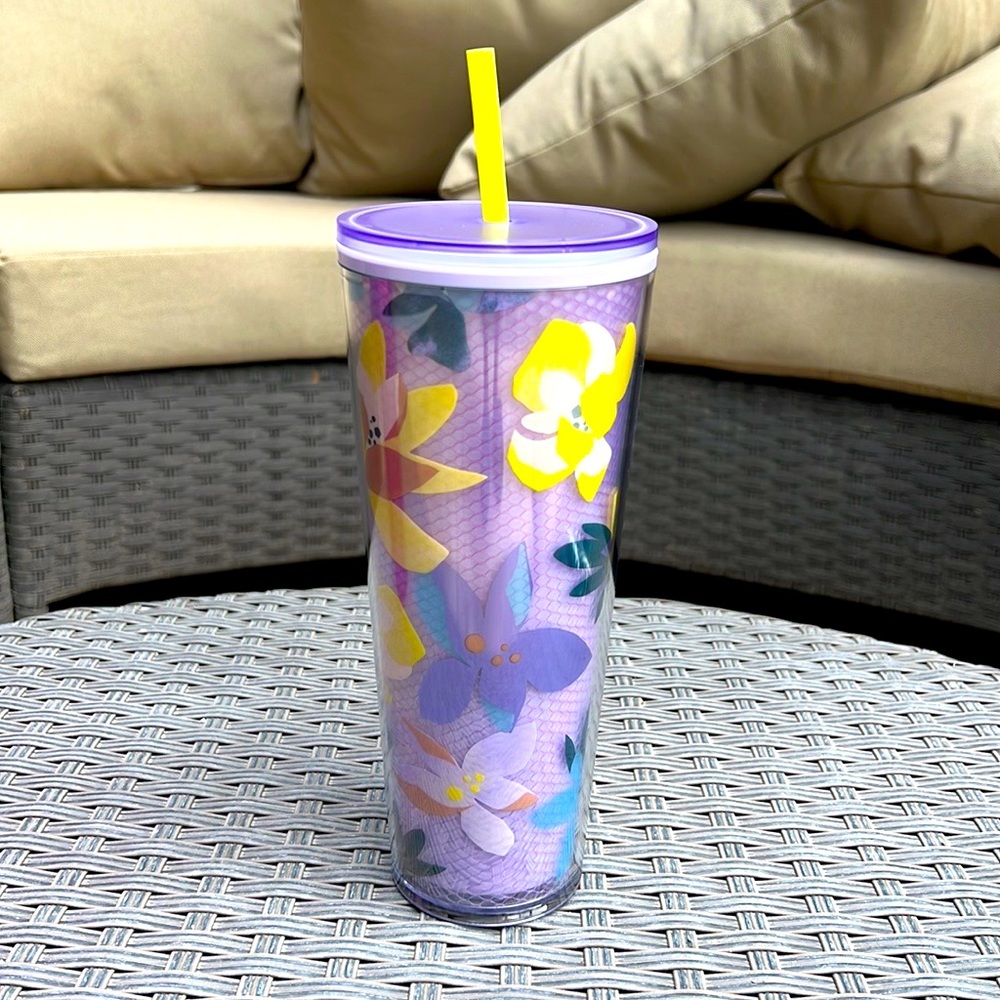 STARBUCKS TUMBLER 2023 SPRING LAVENDER PURPLE FLORAL VENTI 24oz TUMBLER NWT